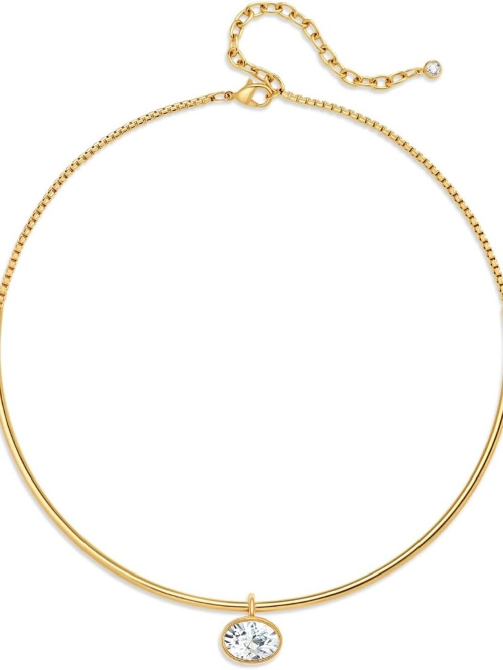 Dainty Gold Choker Necklace with Cubic Zirconia Pendant - Minimalist Boho